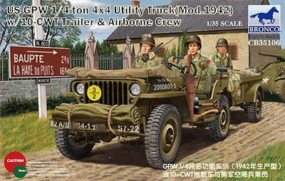 Bronco 1/35 GPW 1/4 TON 4x4 Utility Truck w/ Trailer #35106