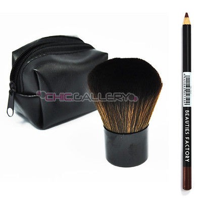 Artificial Fiber Kabuki Mineral Powder Brush & Free Gift Eyebrow 