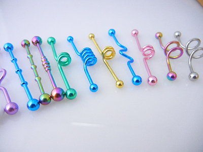 50PCS Ear Piercing Anodized Industrial Ear Barbell Ear Scaffold Bar 