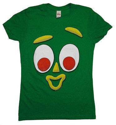 Gumby Face Cartoon TV Show Ripple Junction Juniors Babydoll Soft T 