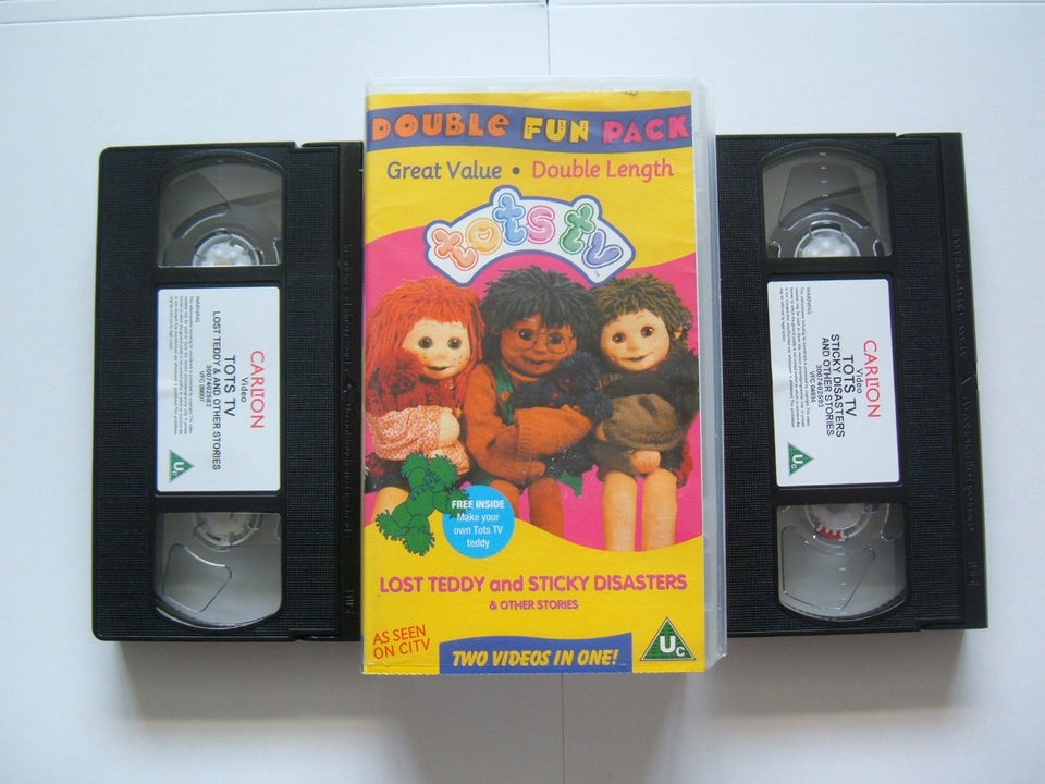 TOTS TV childrens VHS, double video cassette LOST TEDDY & STICKY 