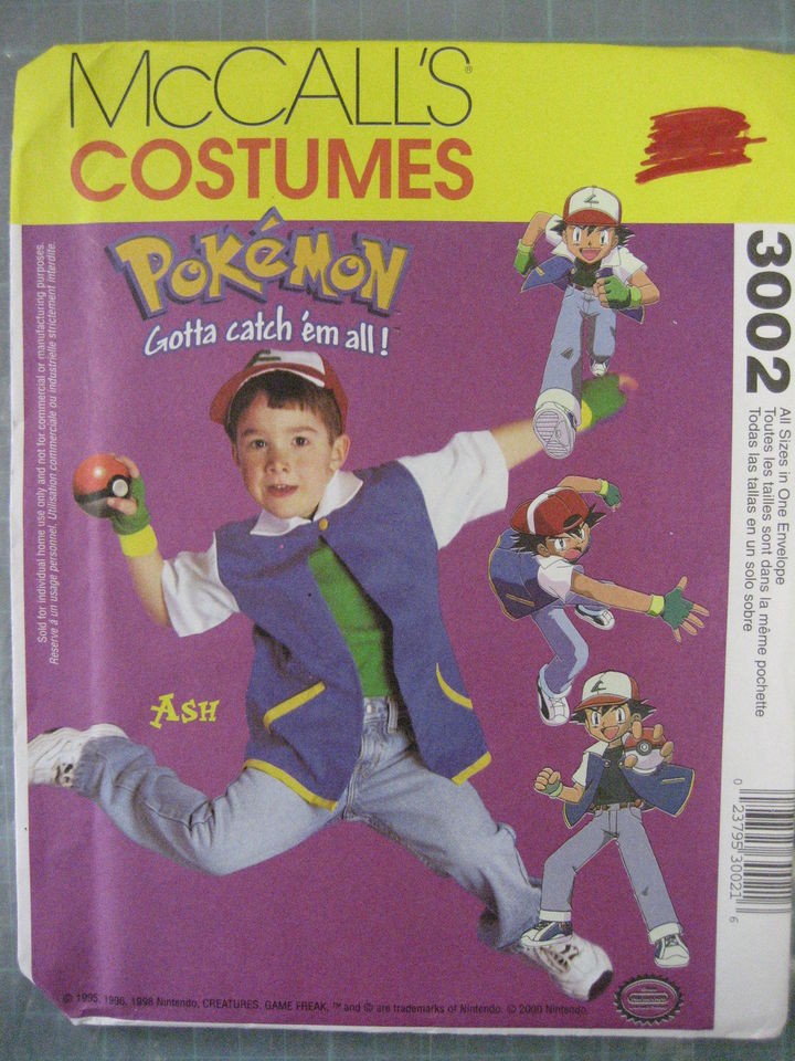 KIDS POKEMON ASH COSTUME 3002 PATTERN UNCUT