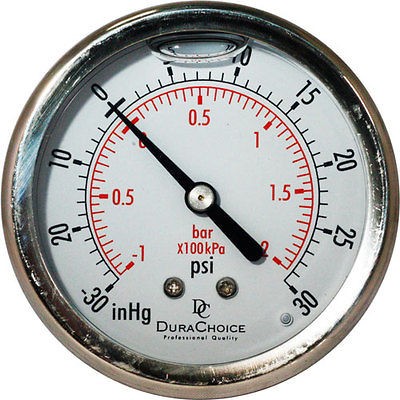 Oil Filled Pressure Gauge   All SS 1/4 Center Back 0 10 