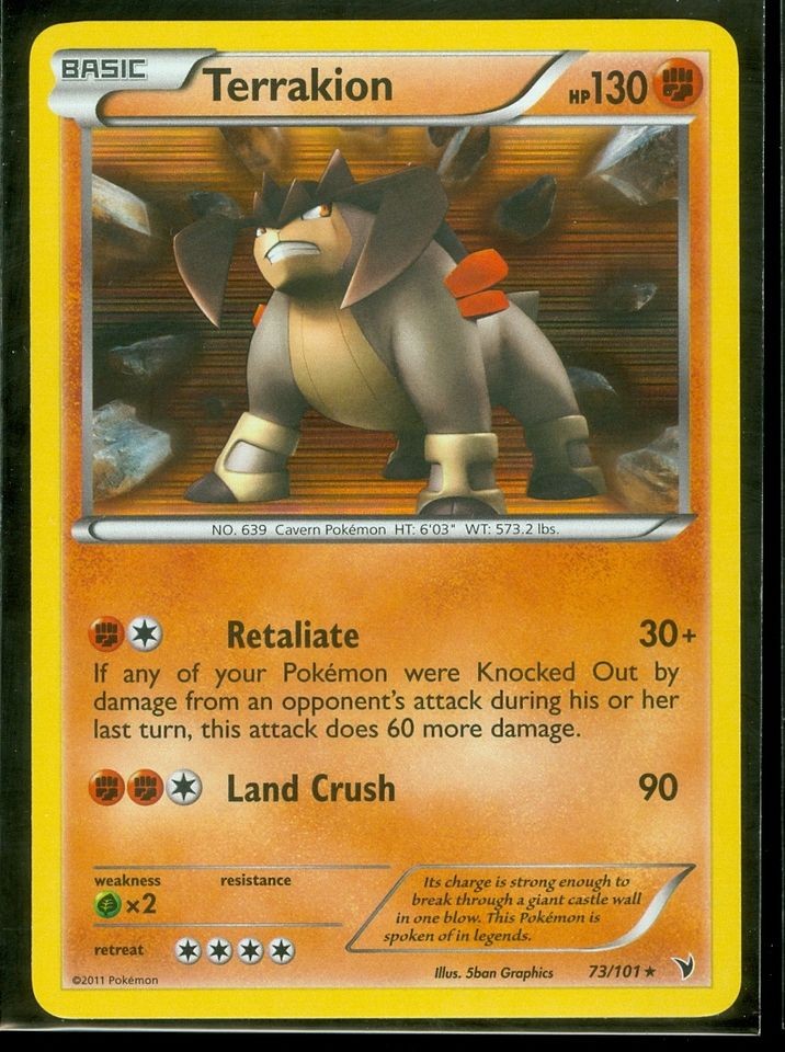 Pokemon TERRAKION 73/101 Noble Victories RARE HOLO MINT