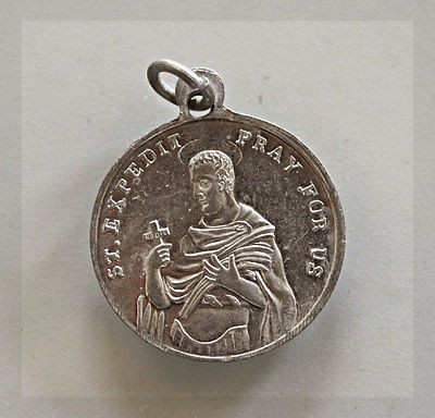 Vintage Catholic Medal ✿ST. EXPEDIT / ST. ANTHONY OF PADUA FOR US 