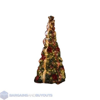 Pre Decorated Pull Up Christmas Tree Burgundy 325193 418384