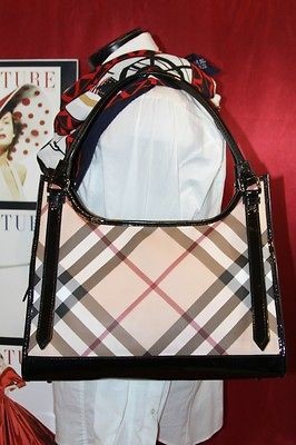 BURBERRY ASHMORE NOVA CHECK WITH BLACK TRIM TOTE /SHOPPER MSRP $ 