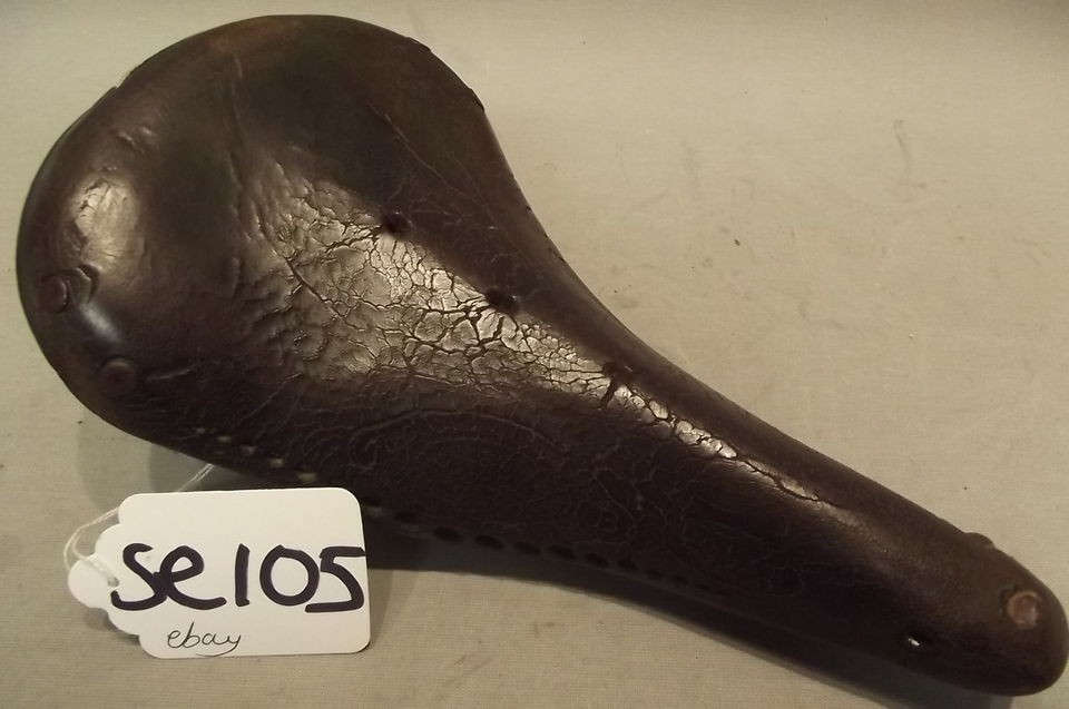 SE105) VINTAGE IDEALE No? TB SPRUNG BROWN LEATHER SADDLE