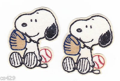 BABY SNOOPY ALL SPORTS BASEBALL MINI FABRIC APPLIQUE SET IRON 