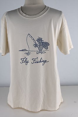 Tommy Bahama Ivory Fly Fishing Tee Shirt Mens 3107