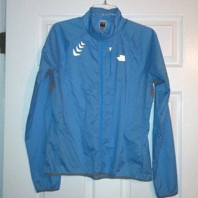 Womens North Face Turquoise Windbreaker Reflective Running Jacket 