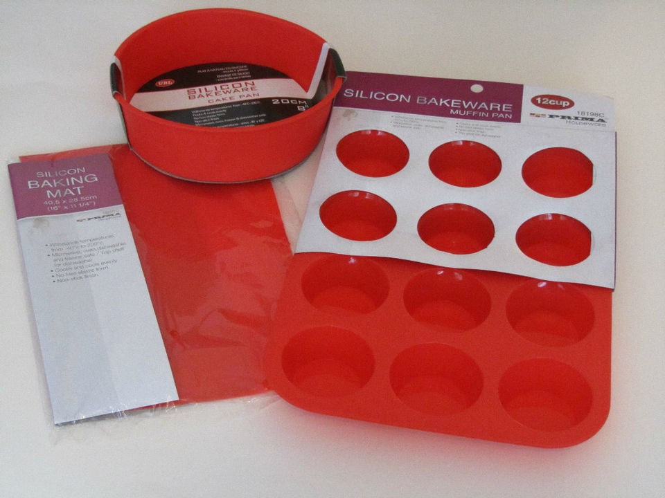 3pc SET Silicone Bakeware 12 CUP +BAKING MAT + CAKE PAN