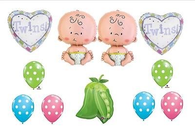 SWEET PEA IN POD BABY SHOWER BALLOONS TWINS DECORATIONS boy girl 
