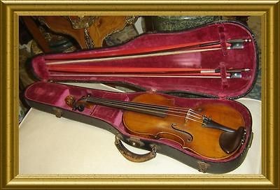 ANTIQUE JOHANN BAPTIST SCHWEITZER? AMATI PESTINI VIOLIN LEATHER CASE 