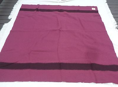 Burgandy Hudsons Bay 3.5 Point Wool Blanket Hudson Bay Vintage Made 