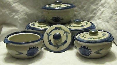   Stoneware Cornflower Mini Bean Pot/Soup Bowl w/ Lid (#3) T34