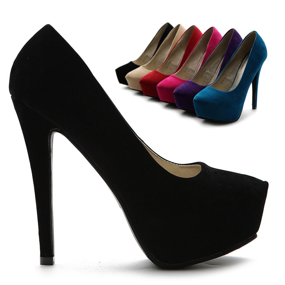   Platforms Faux Suede Classic Pumps High Heels Multi Colored Shoes