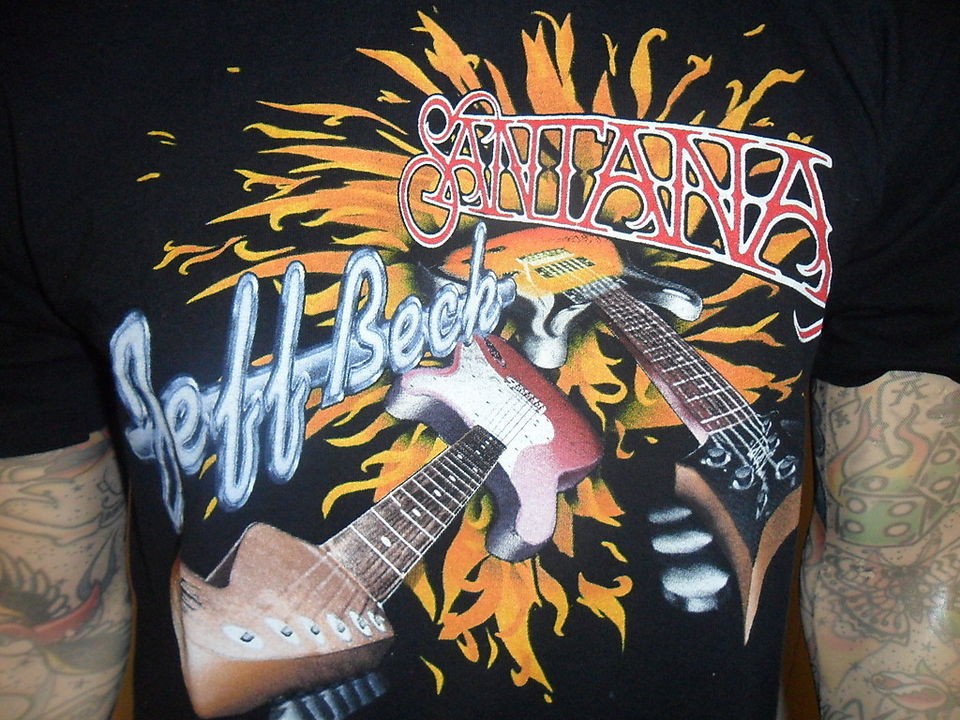 JEFF BECK CARLOS SANTANA CONCERT TSHIRT vtg 90s Tour BLACK Rock 