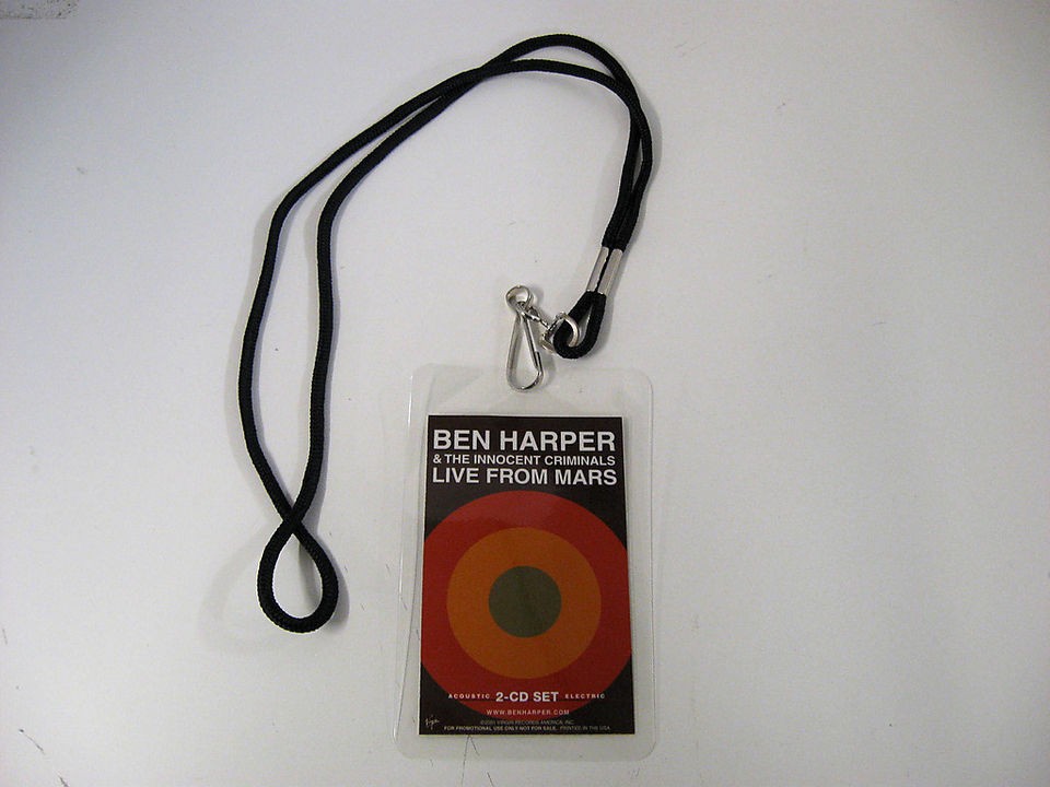 BEN HARPER live from mars PROMOTIONAL LAMINATE badge PROMO laniard 