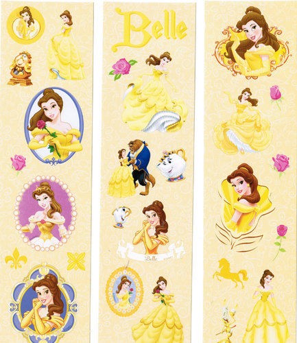   BELLE Beauty and the Beast PRINCESS 3 Sheets Scrapbook Stickers ROSE