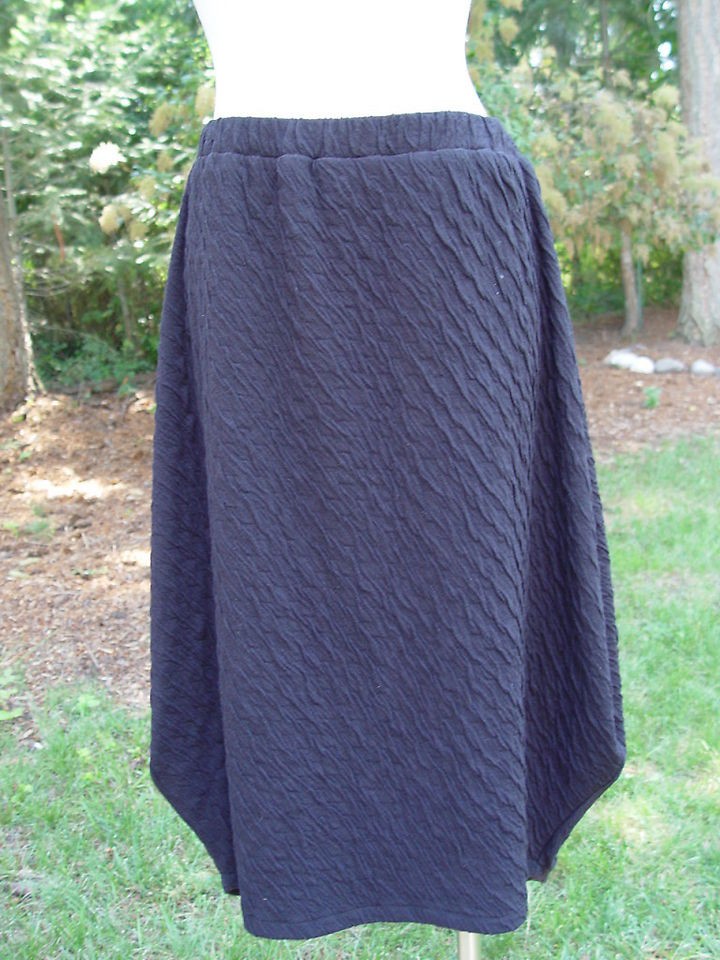 ENTRADA Skirt Black STRETCH Fishtail WRINKLE CAREER DRESSY BOHO EUC 