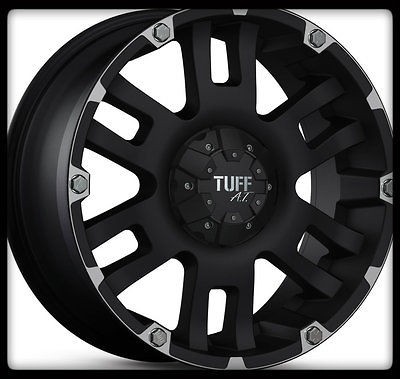   TUFF T04 BLACK RIMS W/ LT255/80/17 BFGOODRICH M/T KM2 WHEELS TIRES