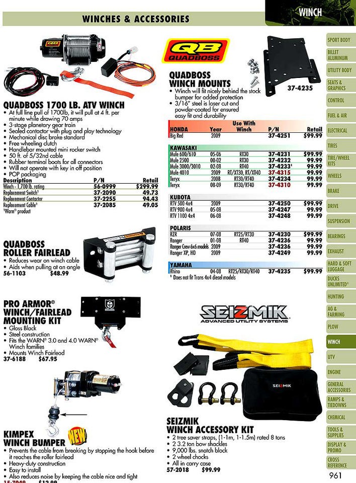 Quadboss Winch Mounting Kawasaki Teryx 2008 Qb Atv System [Winches 