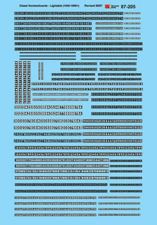 Microscale Decal N #60 205 Numberboards Diesel   Lightable