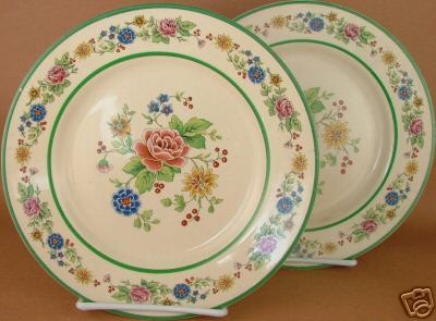 Swinnertons Hampton Ivory Luncheon Plate Floral Green