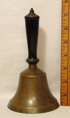 OLD SCHOOL TEACHERS WOOD HANDLED BELL, VERY LOUD ATTENTION GETTER 7 1 