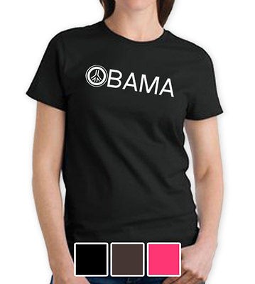 OBAMA PEACE SIGN WOMEN LADIES BLACK X LARGE XL SHIRT 2012 ELECTION 