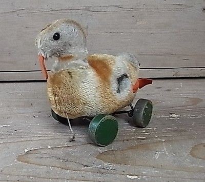 STE 247 * USED STEIFF PULL TOY DUCK VINTAGE GERMAN 1930s