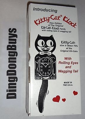 NEW KIT CAT KITTY CAT KLOCK CLOCK SMALLER VERSION BLACK & WHITE MODEL 