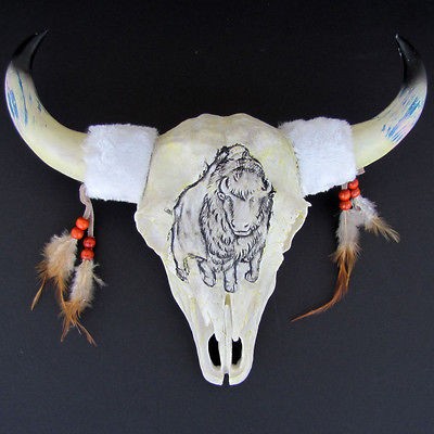 Western Bison Head Mount CARVED BUFFALO SKULL TAXIDERMY resin cabin 