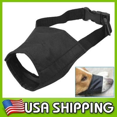 Dog Muzzle Adjustable Nylon Fabri Safety Stop Biting Barking Nipping 