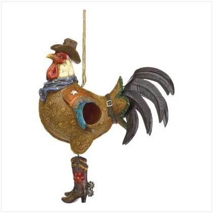 Cowboy Rooster Birdhouse