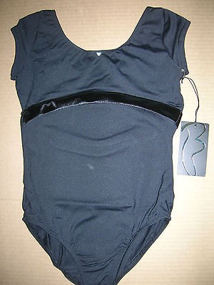 NWT Bloch Leotard Cap Sleeve black girls dance classwear nylonspndx 