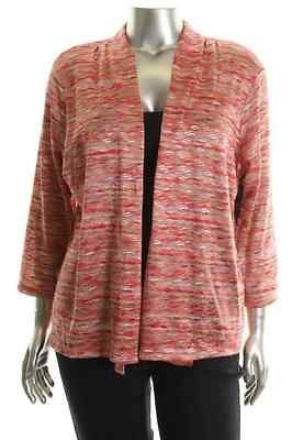 Jones New York NEW Pink Space Dye Open Front 3/4 Sleeves Cardigan Top 