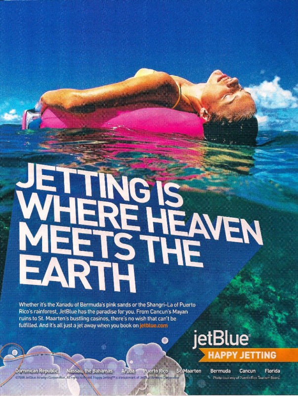 JETBLUE JETTING IS WHERE HEAVEN MEETS EARTH BERMUDA AD