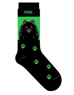 Pomeranian Black Dog Socks Lightweight Cotton Crew Stretch Egyptian 