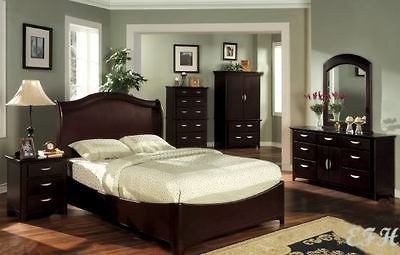 NEW BLACKBURN CONTEMPORARY BLACK CHERRY WOOD QUEEN BED