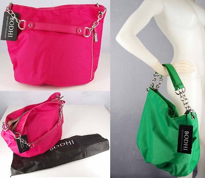 NWT $248 BODHI Modern Nylon Hobo Large Bag Satchel Tote Neon Bright w 