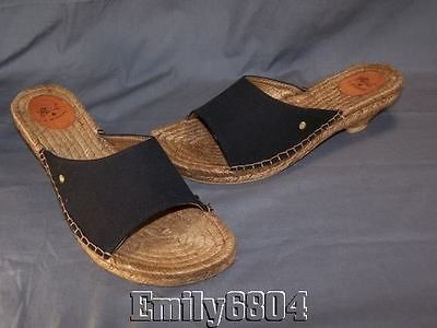 New IL BISONTE Black Espadrille Sandal 39 RARE