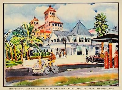 1936 Bradleys Beach Club FL Bicycle Rickshaw Golinkin   ORIGINAL