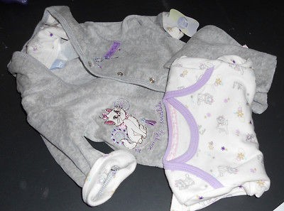 DISNEY GIRLS 3 PIECE SET ARISTOCATS MARIE NEW W/TAGS 0 3 MON GRAY 