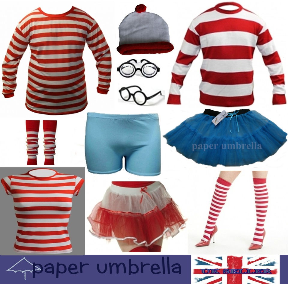 Red and White StripeTshirt Tutu Hat Socks Glasses Nerd Wally Fancy 