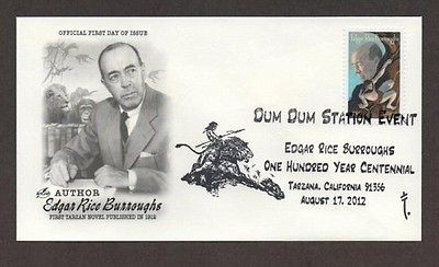 2012 EDGAR RICE BURROUGHS ~ TARZAN ~ A/C CACHET ~ FDC ~ FIRST DAY OF 