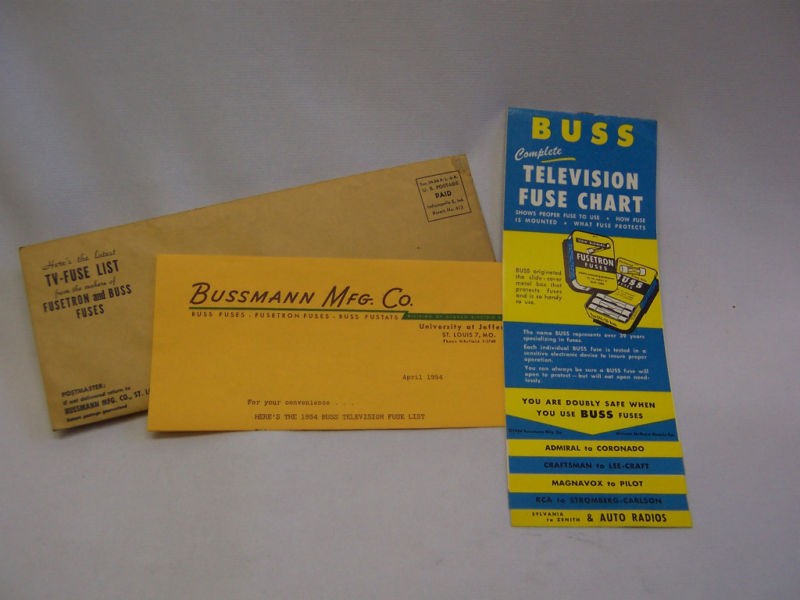 buss television fuse chart 1954 flip chart bussman