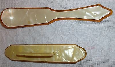 Vintage Celluloid Set Of Shoe Horn & Nail Buffer