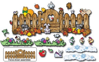 COTTAGE FENCE DJ Inkers Bulletin Board Set Teacher Supplies NEW